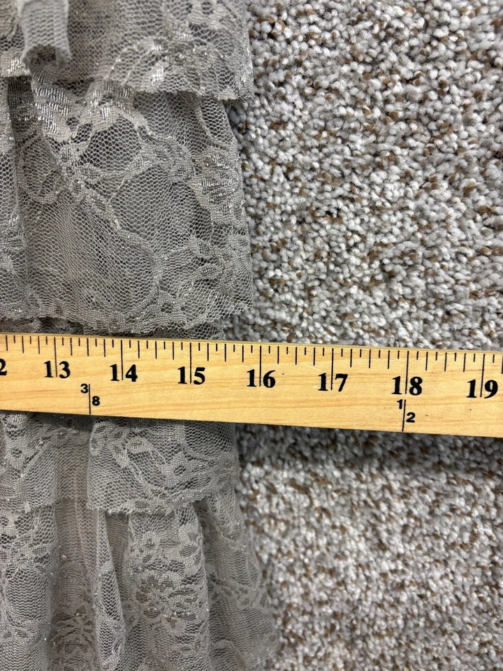 Vestido sin mangas de encaje verde en capas INC cuello redondo vestido recto para mujer talla PM Foto 4 de 4