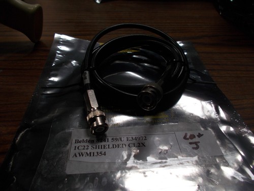  BELDEN 8241 59/U CABLE EST. 70" AWM 1354 SHIELDED E34972, 75 OHM BNC Male