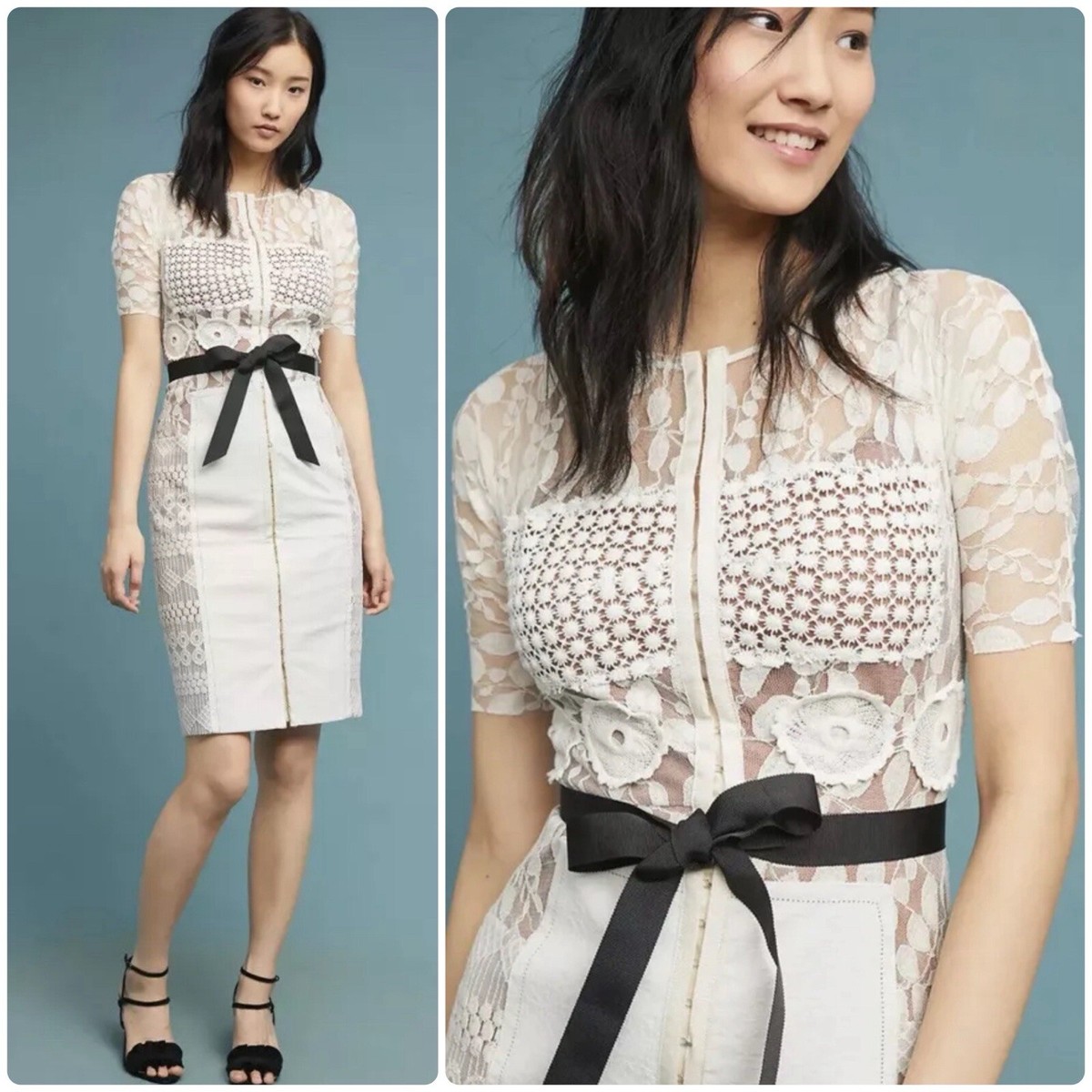 Anthropologie x Beguile by Byron Lars Carissima Sheath Dress Cream