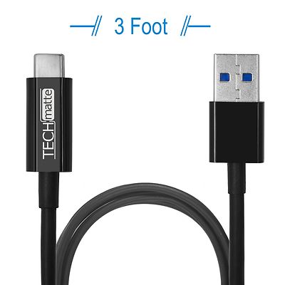 TechMatte USB 3.0 Type C to Type A (USB-C to USB) Cable (3 Feet, Black)