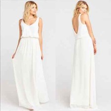 Show Me Your Mumu Kendall Maxi Dress White Small Women's Bridesmaid Dress SMYM