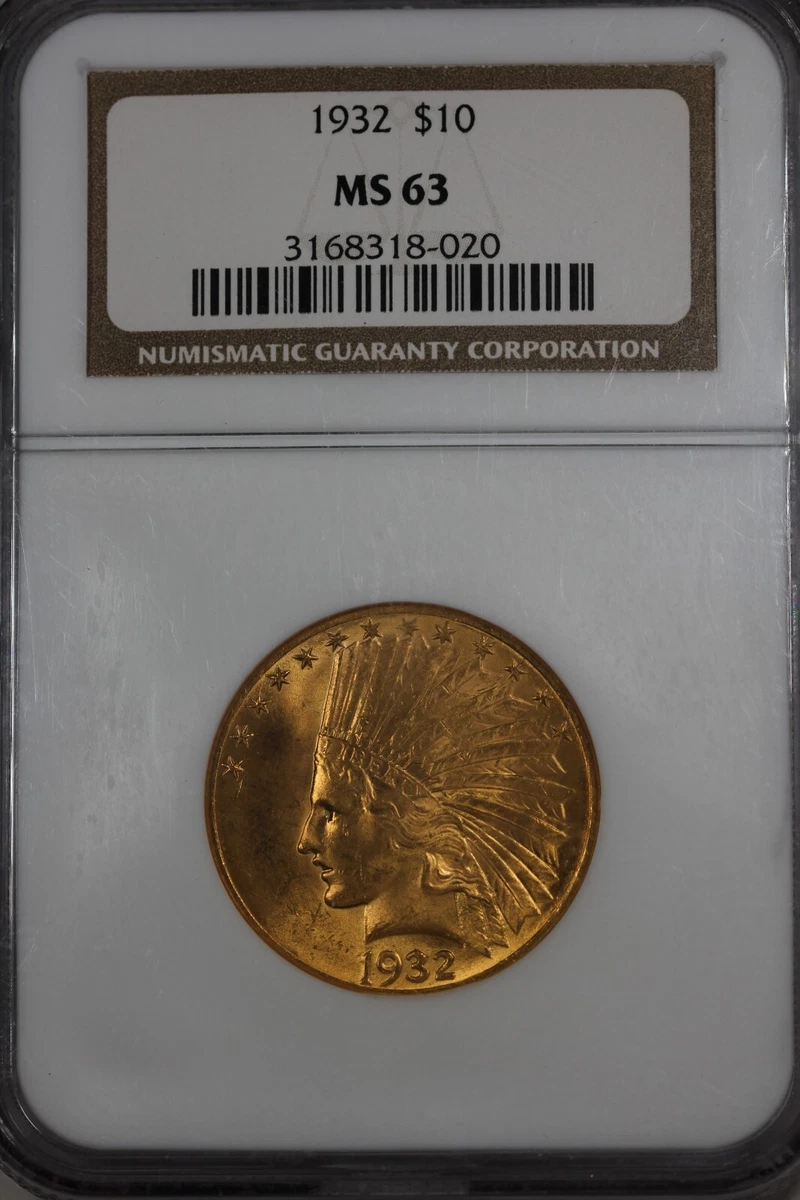 MS 63 Graded 1932 Year Eagle $10 US Gold Coins (Pre - 1933) for