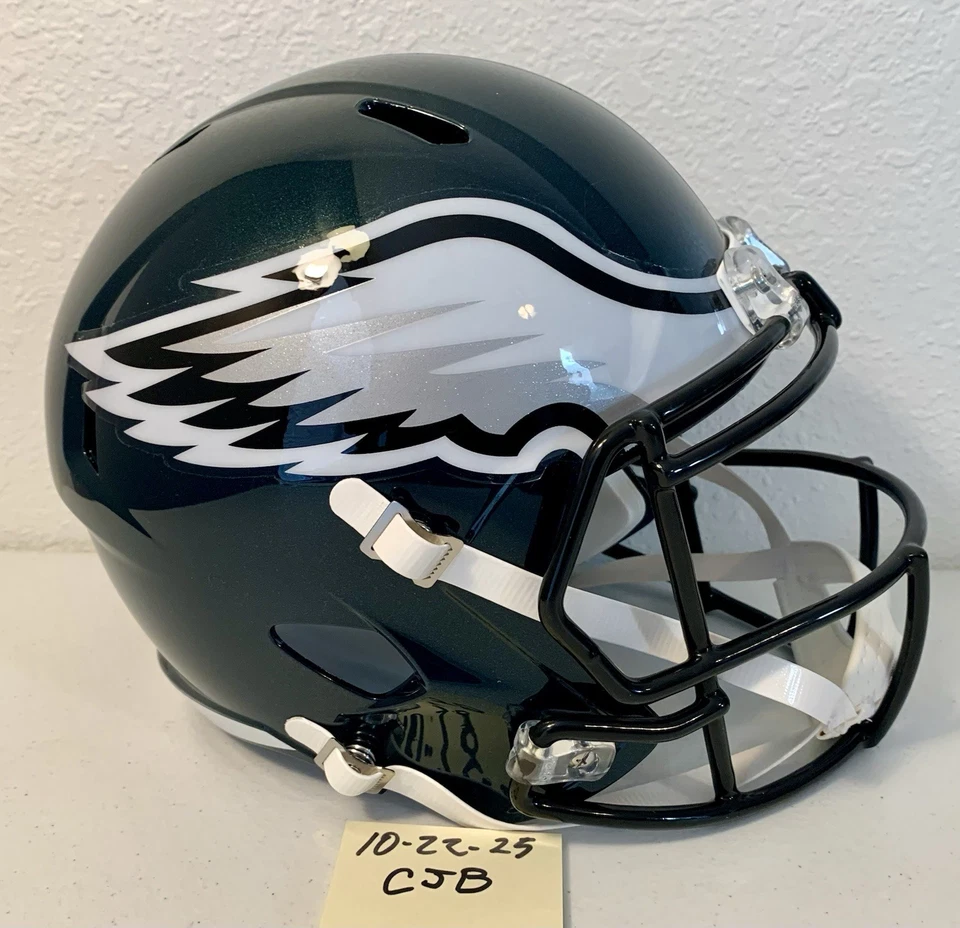 Casco Philadelphia Eagles réplica tamaño completo Super Bowl LII 52 campeones RARO Foto 3 de 4