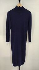 Quince Women Mongolian Cashmere Turtleneck Midi Sweater Dress TRUE Navy S