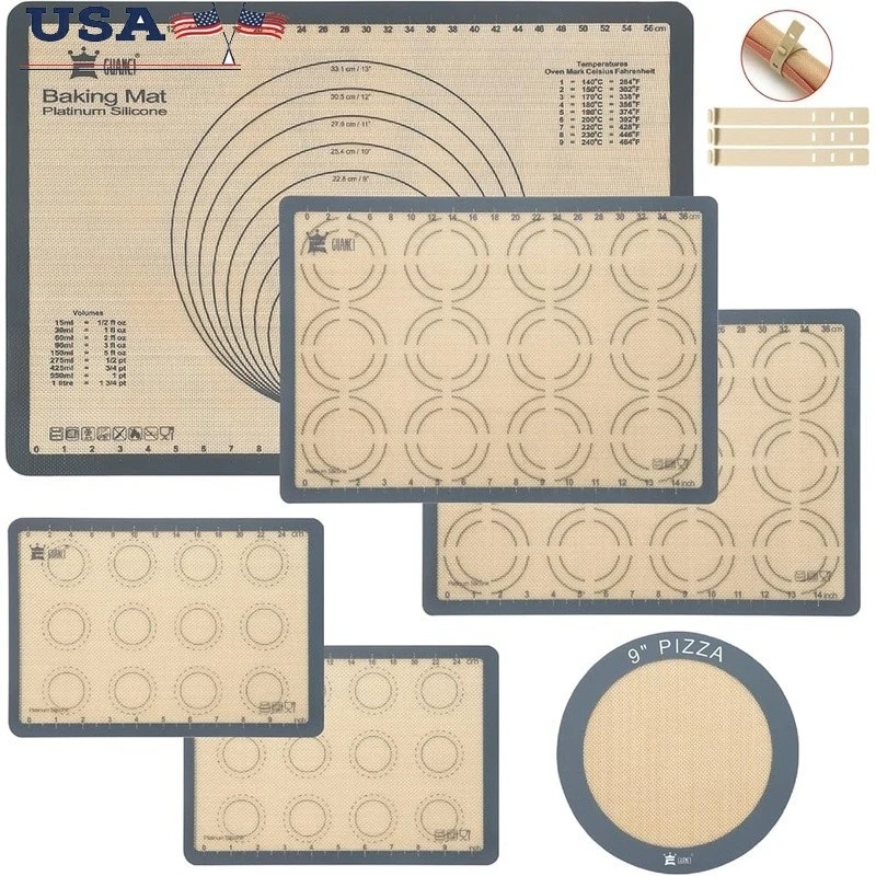 Nonstick Silicone Baking Mat Set Heat Resistant Reusable Pastry Tool Easy Clean