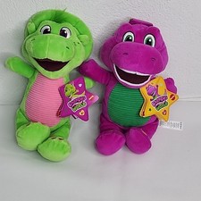 Barney's World 8" Plush Barney and Baby Bop Mattel Fisher Price 2 NEW
