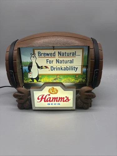 Vintage 1960s Hamm’s Beer Flipper Barrel Motion Sign Lighted Version WORKS🔥
