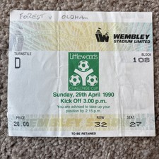 1990 League Cup Final - Nottingham Forest vs Oldham) **Ticket**