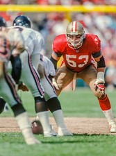 Bill Romanowski San Francisco 49ers awaits a play during a NFL gam- Old Photo