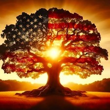 American Flag 5D Diamond Painting Kits for Adults,Tree of Life USA flag tree