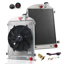 3 Row Aluminum Radiator 16 Fan Shroud Kit 1930-1938 Ford A B 48 Chevy 350 28high 3 Row Aluminum Radiator 16 Fan Shroud Kit 1930-1938 Ford A B 48 Chevy 350 28high