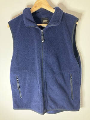 Vintage Helly Hansen Full Zip Fleece Vest Men's Size Medium Blue Made In USA