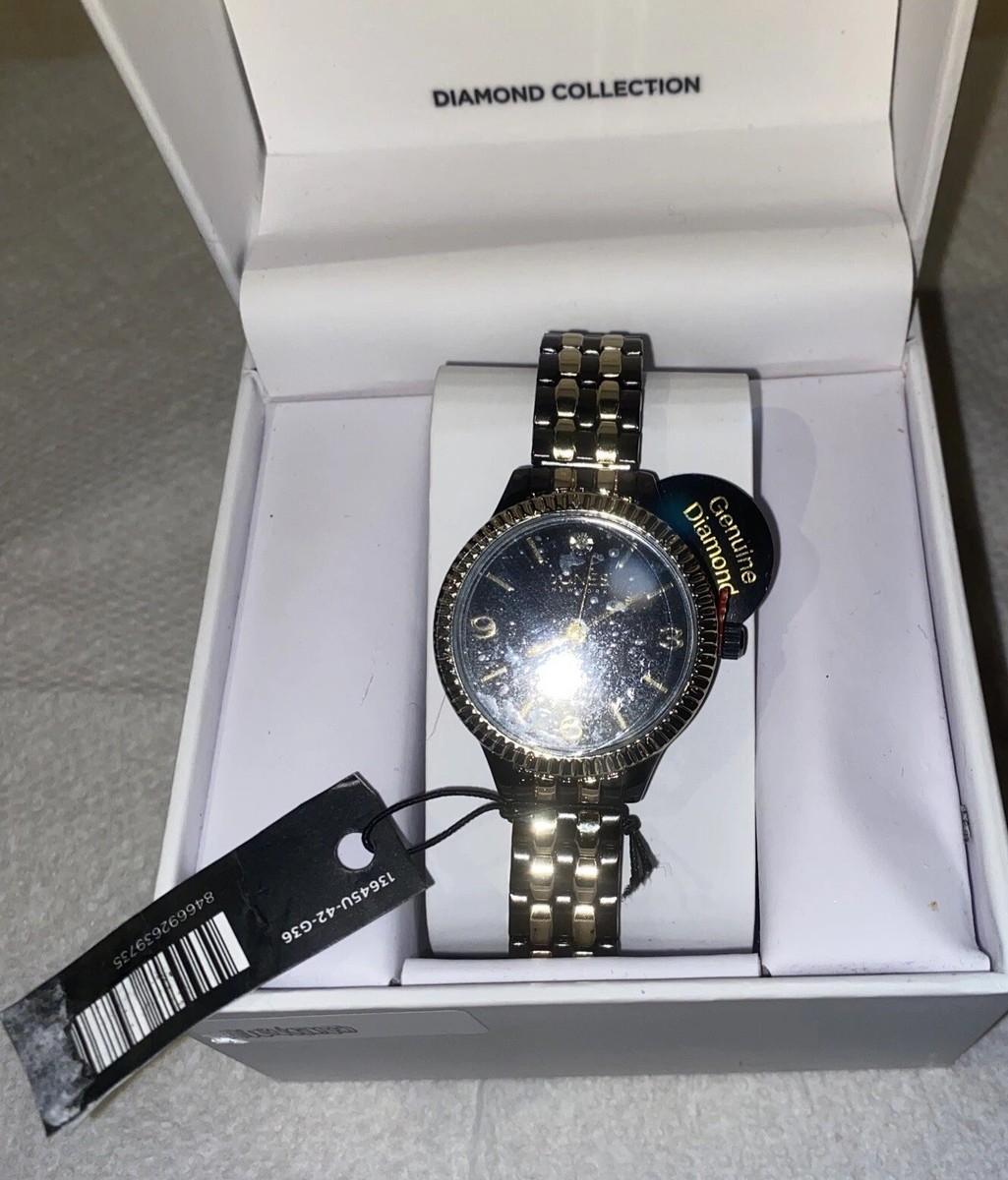 Jones New York Diamond Collection Women’s Watch Black Gold Tone New In Box NEW WOMANS JONES NEW YORK DIAMOND COLLECTION ,BLACK & GOLD  main image 3
