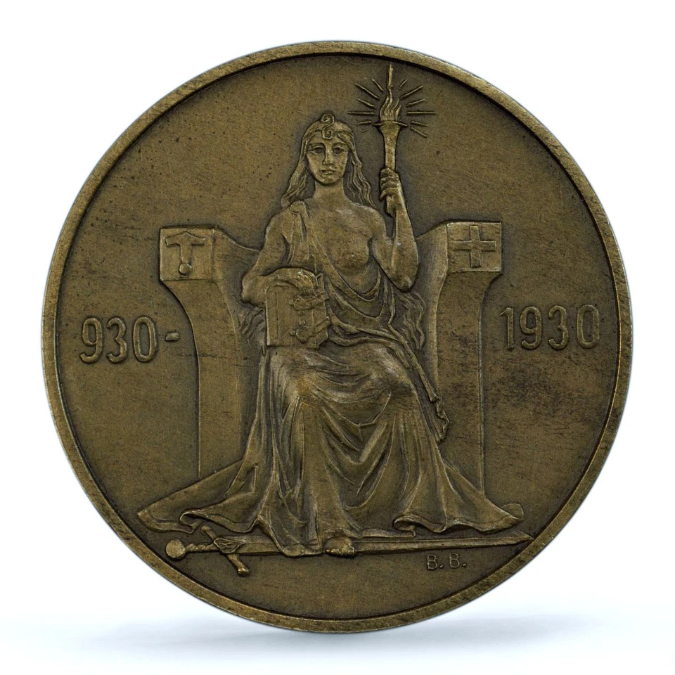 Islandia 2 coronas Althing 1000 aniversario X#M1 MS64 PCGS moneda de bronce 1930 Foto 3 de 4