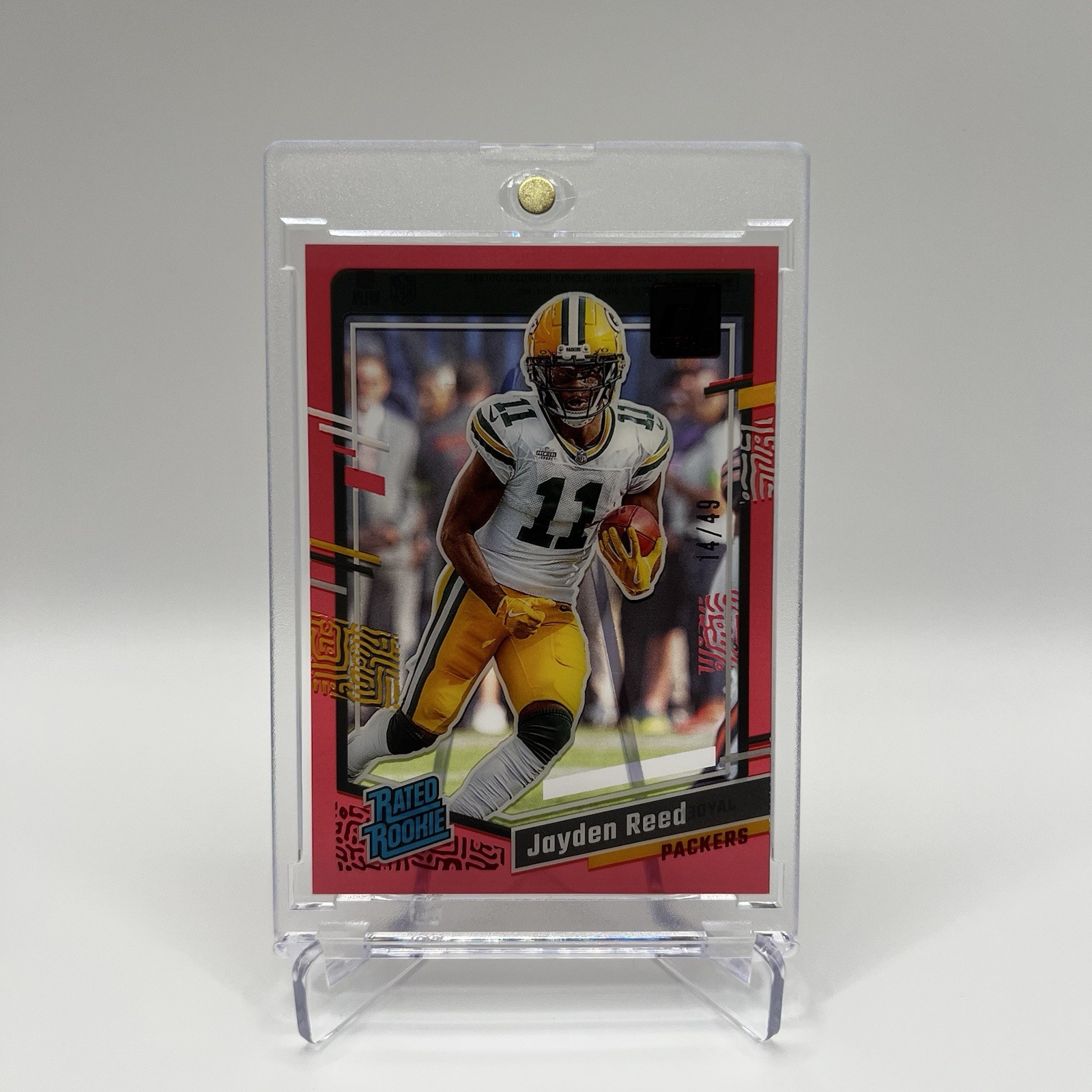 2023 Panini Clearly Donruss - Rated Rookie Jayden Reed #68 Red /49 (RC)