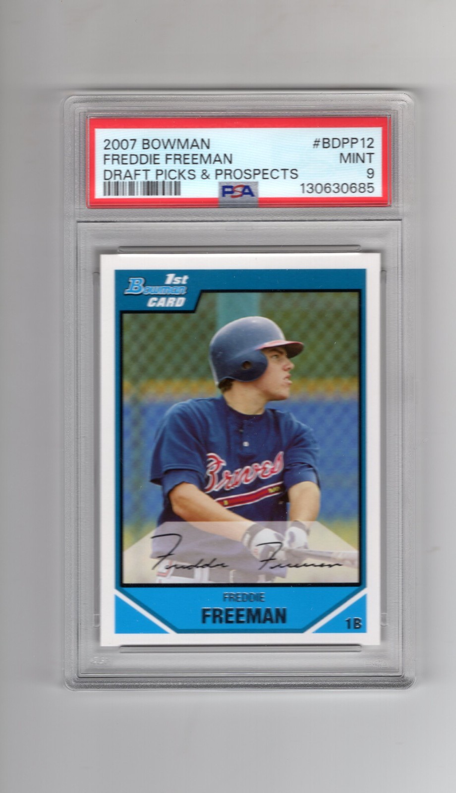 2007 BOWMAN DRAFT PICKS & PROSPECTS #BDPP12 FREDDIE FREEMAN RC PSA 9 MINT