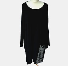 AKH Plus OS Black Houndstooth Jersey Dress Statement Pocket Lagenlook