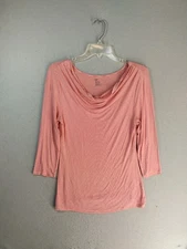 Gap Womens Top Medium Red White Striped Cowl Neck 3/4 Sleeve Knit Pullover