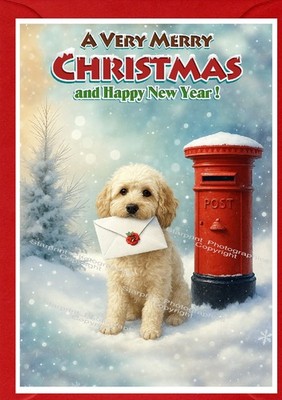 Cockapoo Hund/Gekritzel (4''x 6'') Weihnachtskarte (innen leer) Design von Starprint