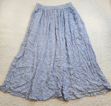 Vtg Orvis Maxi Skirt S Stretch Pockets Blue Micro Floral Flowy Boho Fairy Garden