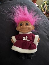 Vintage 90s Russ Pink Hair Mrs Claus Troll Doll