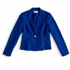 Calvin Klein Cobalt Blue Tailored Blazer Gold Button Career Work Jacket 8P