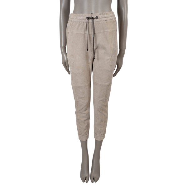 Pantalon Brunello Cucinelli Beige en Daim à Cordon 40 S