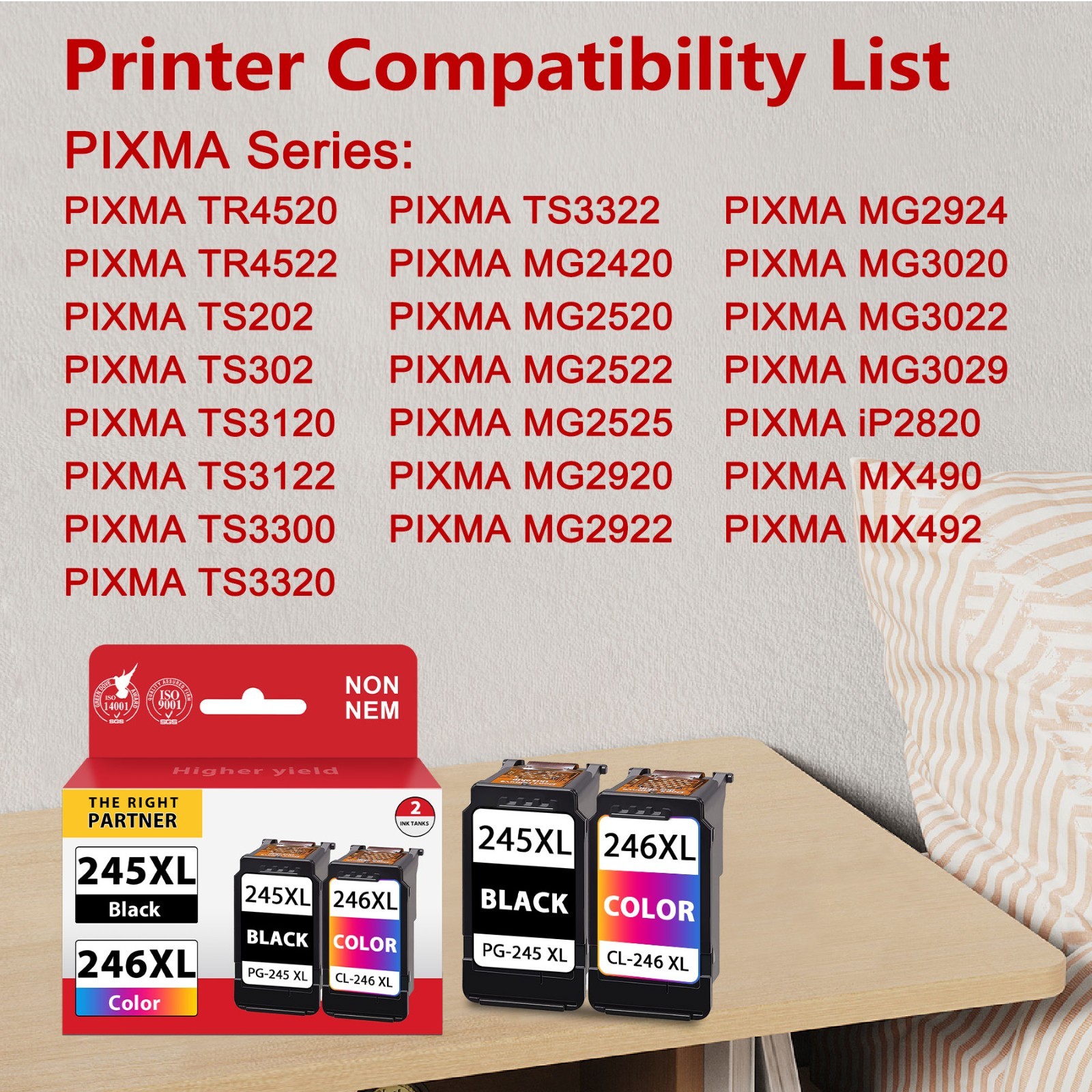 245XL 246XL  ink cartridge combo for Canon PIXMA TR4520 TS202 TS3300 MG2420