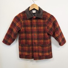 Hanna Andersson Fleece Sherpa Jacket Boys Size 110 Size 5 Chore Barn Plaid Fall