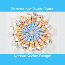 Personalised Pre filled Birthday party sweet cones favours bag Vegan Halal Thank
