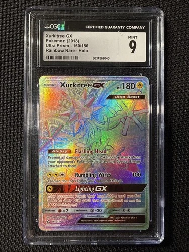 Pokémon Xurkitree GX TCG Secret Rare Ultra Prism Card 160/156 CGC 9 Mint