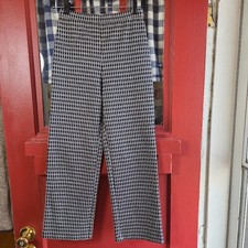 NWOT Reformation Womens Black White Gingham Plaid Pull on Straight Pants Size XS