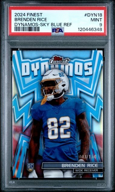 Brenden Rice Topps Finest Dynamos #DYN18 Sky Blue Refractor
