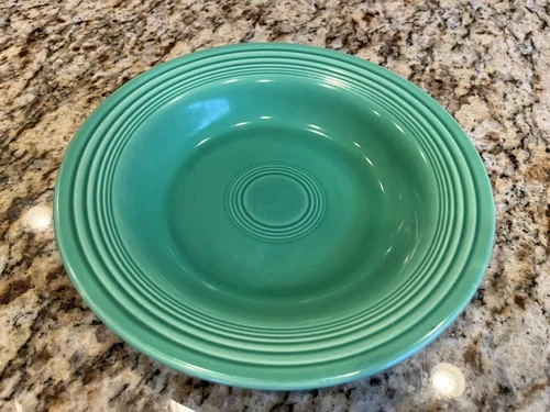 Vintage Fiesta 1936-1951 Orig Green Rim Soup Bowl 8 3/8" HLC Fiestaware