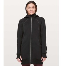 Lululemon Scuba Hoodie Long for it Full Zip Black Fleece Jacket Size 6