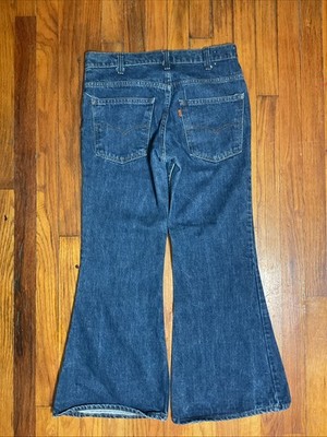Vintage 80s Levis 684 Orange Tab Bell Bottom Flare Blue Jeans Size