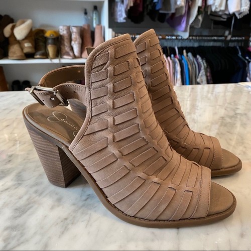 Jessica Simpson Damen Slingback gewebt taupe zehenfrei Blockabsatz Größe 9,5 - Bild 1 von 8