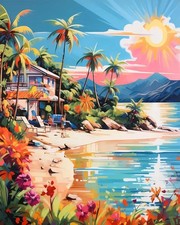 Paint by Numbers Kit for Adults - Beach Paint by Number on Canvas, Without Frame