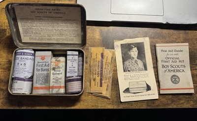 Vintage 1930s Boy Scouts of America First Aid Kit Bauer & Black Complete