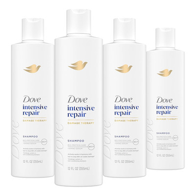 4X Dove Shampoo Intensive Repair for Damaged Hair with Bio-Protein Care 12 Fl Oz