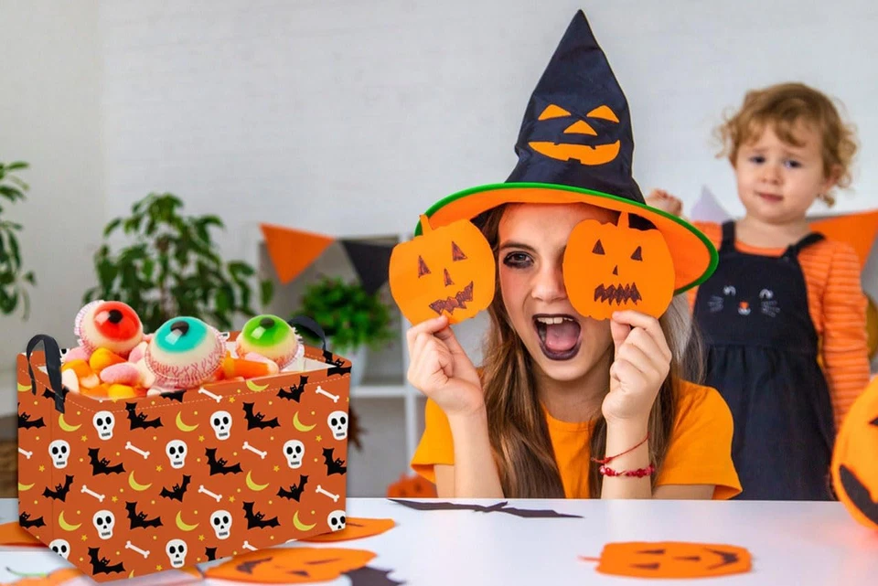 Прямоугольная детская корзина, корзина для Хэллоуина. Милые корзины для декора комнаты, корзина для бит - Изображение 3 из 4