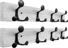 Pack of 2, Distressed White Wash, and Pet Supplies Storage -  Coat Hooks fo