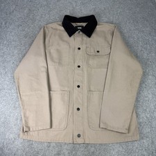 Vans Jacket Mens Medium Beige Drill Chore Coat Corduroy Collar Worker Overshirt