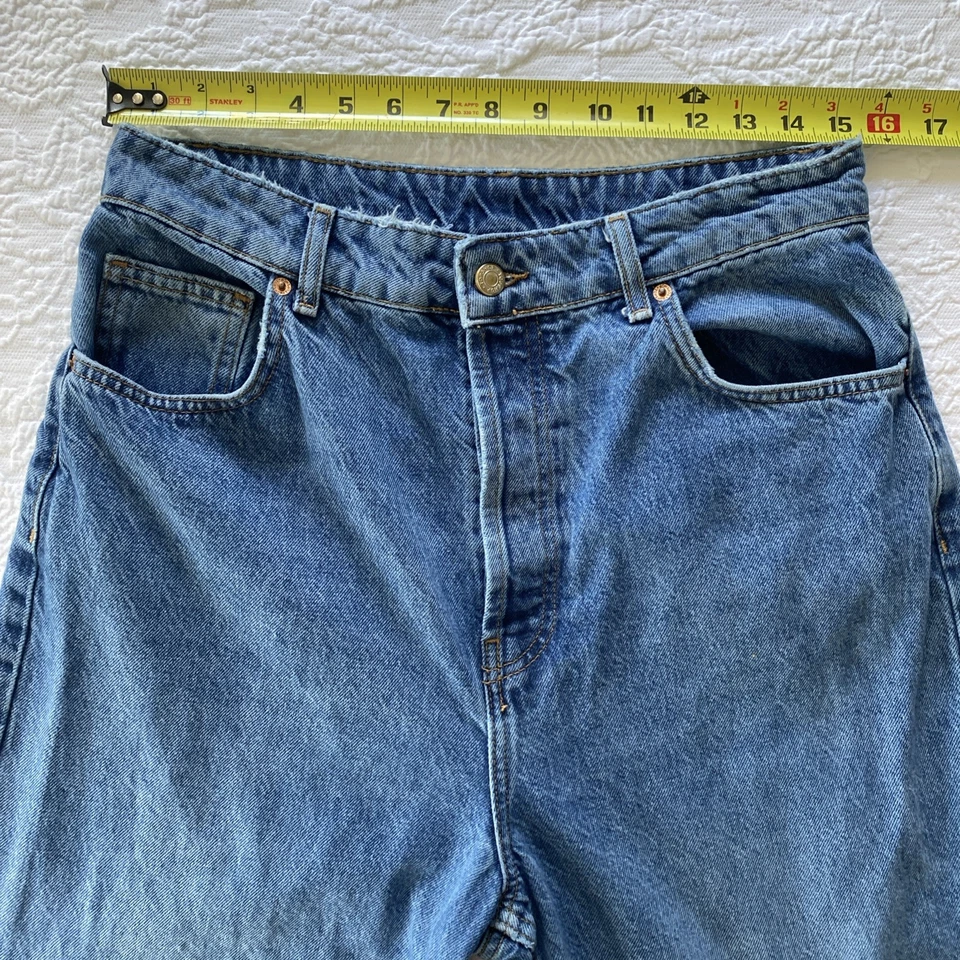 Top Shop Pierna Ancha 32x30 Talla 10 Denim Botón Mosca Azul Suelto Suelto Y2K Vibraciones Foto 3 de 4