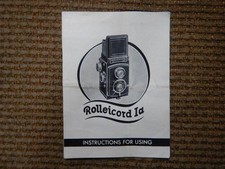Rolleicord 1a Instruction Book - original - PRinted in Germany -Good