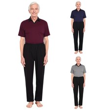 Unisex Rompers Pants Jumpsuit Elderly Sleepwear Nightwear Lapel One-piece Back