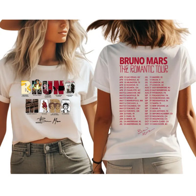 Bruno Romantic Tour Shirt Vintage Pop Concert Tee Music Fan Double Sided