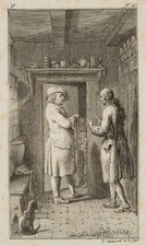 D. CHODOWIECKI (*1726), Der Vogt im Hause des heuchlerischen Marx,  1782, Rad.