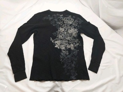 Vintage Filter Clothing Y2k Crown Front And Back Design Black Long Sleeve Sz L
