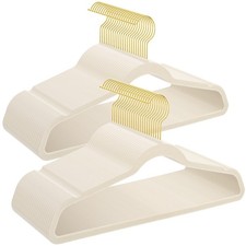 Ivory Velvet Hangers with Golden Hooks, 36 Pack - Ultra Thin Space Saving, No...
